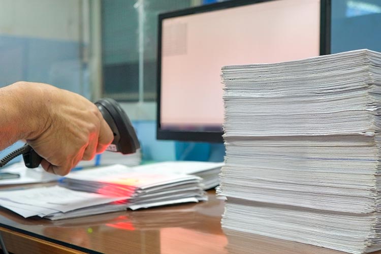 Inbound Data Collection Processing Documents waiting to read by barcode reader for convert data into the computer
